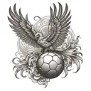 phoenix rising in front of soccer ball tattoo design idea