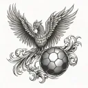 phoenix rising in front of soccer ball tattoo design idea
