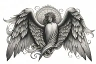 Two wings of an angel and greeted by an expressive English word tattoo design idea