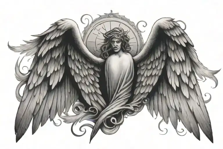 Two wings of an angel and greeted by an expressive English word tattoo design idea