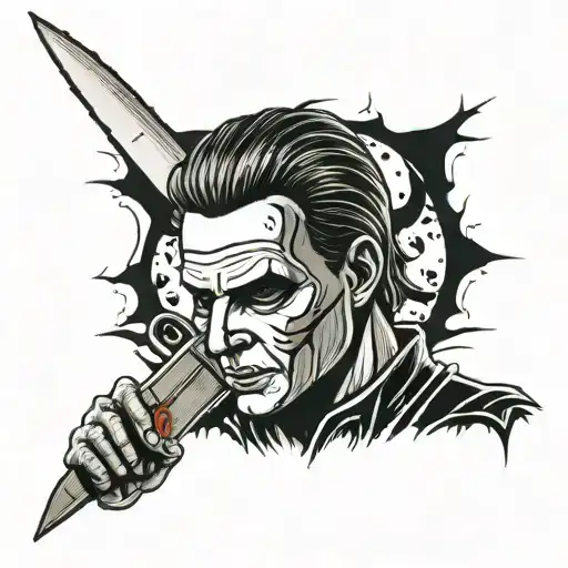 michael myers holding knife old school tattoo design tattoo design idea
