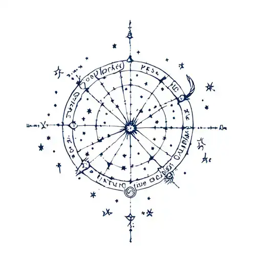 night sky with the constellations of leo, scorpio, libra, and pisces English language tattoo design idea