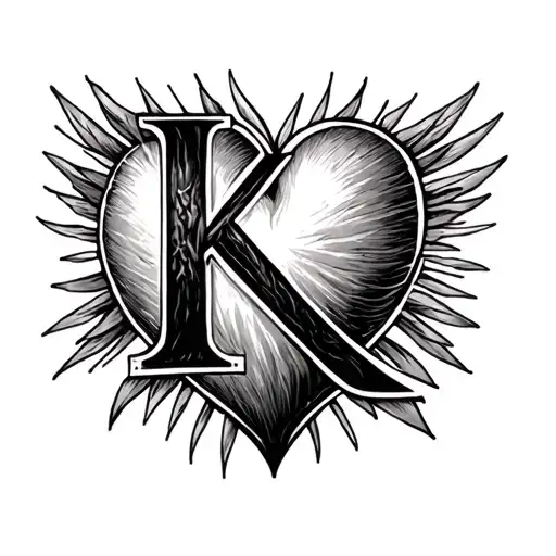 letter 'K', heart, freedom she is someone tattoo design idea