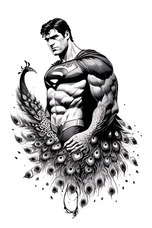 superman, peacock tattoo design idea