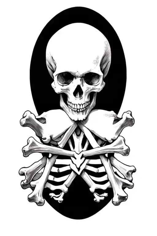 make the skull and bones nore detailed tattoo design idea