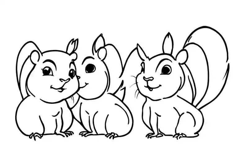 3 chipmunks tattoo design idea