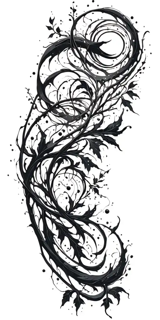 black vines with space and magic theme sleeve tattoo design idea