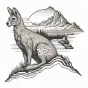 mountain with a kangaroo laying down tattoo design idea