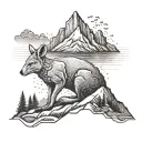 mountain with a kangaroo laying down tattoo design idea