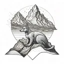 mountain with a kangaroo laying down tattoo design idea