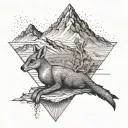 mountain with a kangaroo laying down tattoo design idea