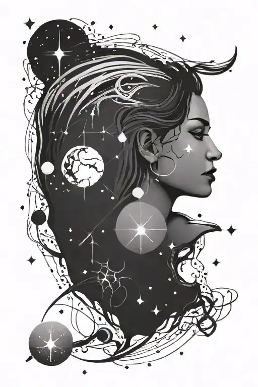 aquarius & taurus constellation tattoo design idea