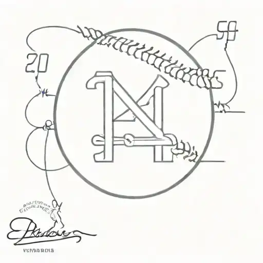 baseball with Dodgers Signature tattoo design idea