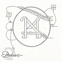 baseball with Dodgers Signature tattoo design idea