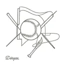 baseball with Dodgers Signature tattoo design idea