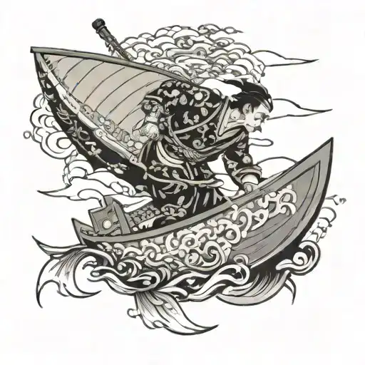 man carrying a boat tattoo design idea