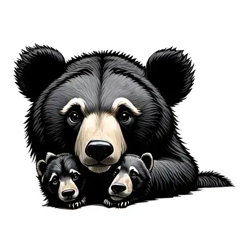 Mama Bear And 2 Cubs tattoo design idea