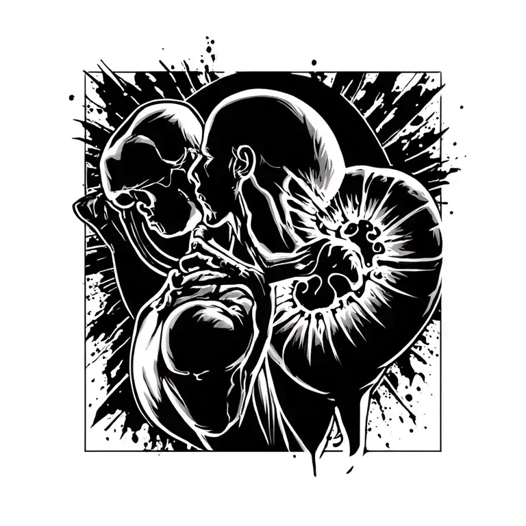 kidney cancer survivor silhouette emerging tattoo design idea