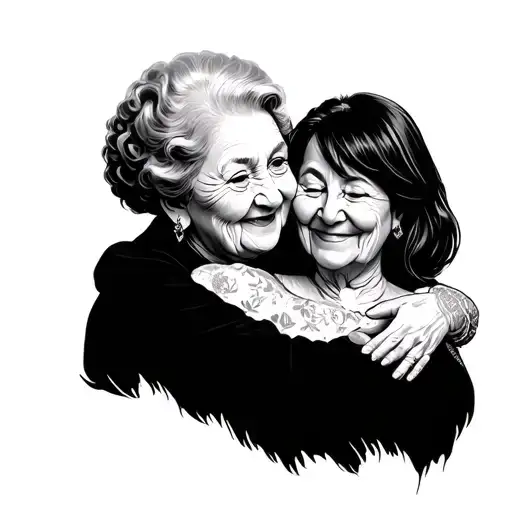 something in memory of grandma figure hugging tattoo design idea