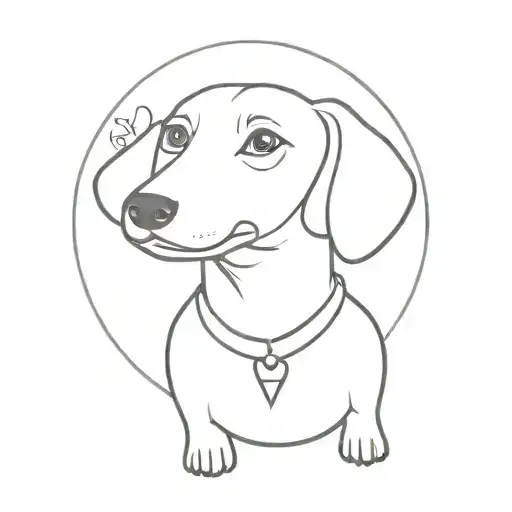 a dachshund with the Venus symbol incorporated tattoo design idea