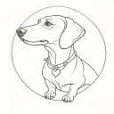 a dachshund with the Venus symbol incorporated tattoo design idea