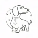 a dachshund with the Venus symbol incorporated tattoo design idea
