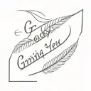 A crane's feather with the text "goodbye, see you in spring" in a simple tattoo style and only black tattoo design idea
