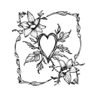 Fleur Coeur Fine Black Initial Line, LEGERETE PISSENLIT tattoo design idea