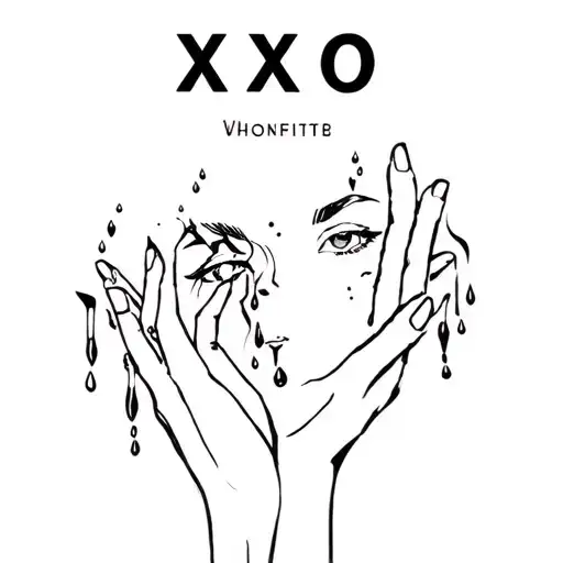 put the XO underneath the people and make the man's tears flow into the XO. make the people simpler tattoo design idea