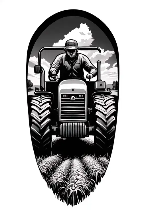 farming with a tractor driving tattoo design idea