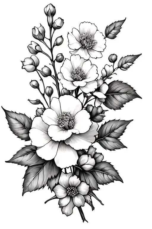 Grandmother/Granddaugther tattoo - integrating the hawthorn flower and carnation flowers. Keep small and simple tattoo design idea