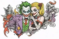 joker and harley quinn tattoo design idea