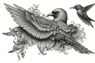 iwa bird flying tattoo design idea