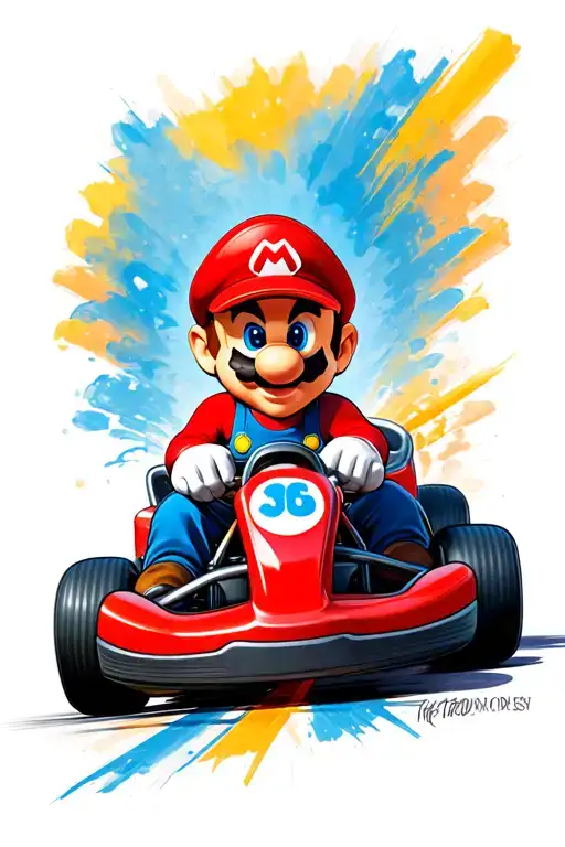 Mario kart racing tattoo design idea