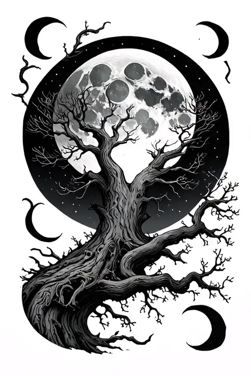 Moon Magic Tree Magic tattoo design idea