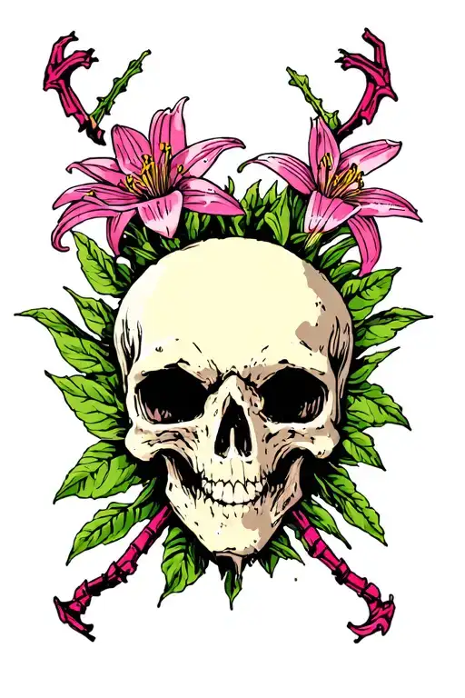 cross and spiderlily tattoo design idea