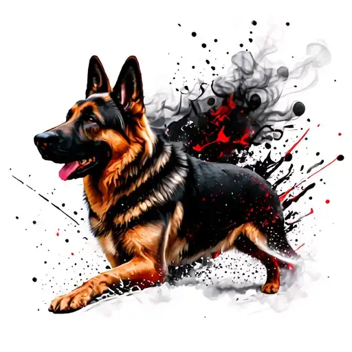 Downhillbike nature smoke Kangal German Shepherd tattoo design idea