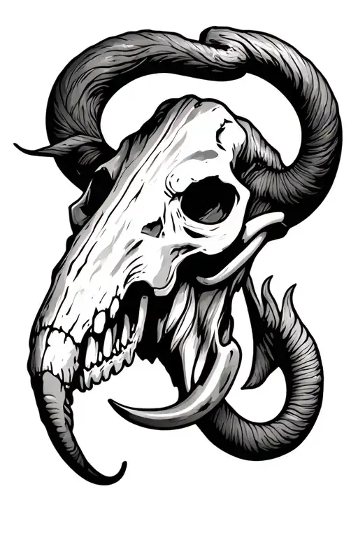 mammoth skull tattoo design idea