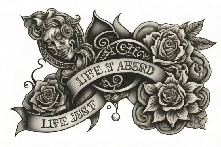 "Life is just absurd so we might as well live it like that" tattoo design idea