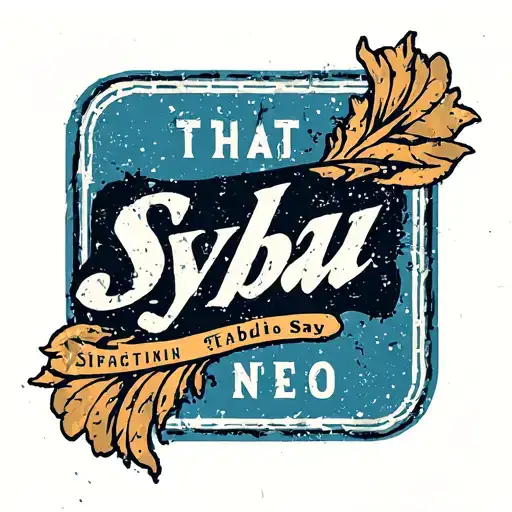 vintage distressed surfwear simple box logo that says sybau tattoo design idea