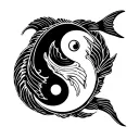 ying yang fish round logo incorporated tattoo design idea