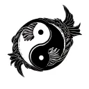 ying yang fish round logo incorporated tattoo design idea