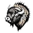 bison bio mechanical heart tattoo design idea