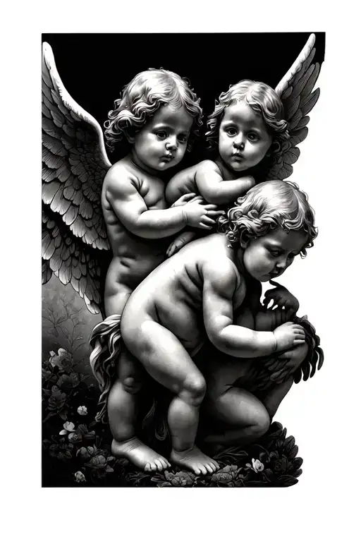 3 Baby Angels tattoo design idea