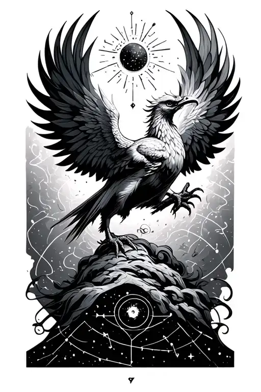 Aquarius constellation with pheonix rising tattoo design idea