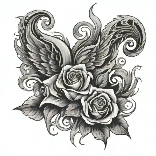 love and fire tattoo design idea