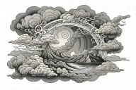 psalms 23:4 storm clouds with valley intertwined tattoo design idea