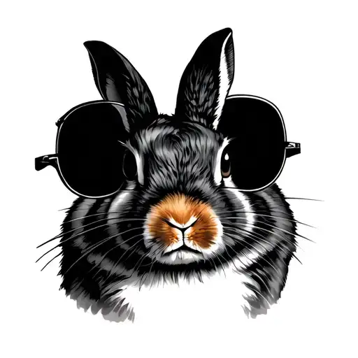 Rayban and crossbow glasses rabbit tattoo design idea
