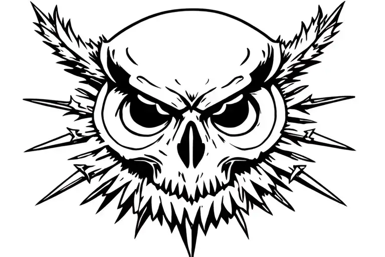 nordic spike owl skull tattoo design idea