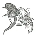 pisces surrounding  scorpio tattoo design idea